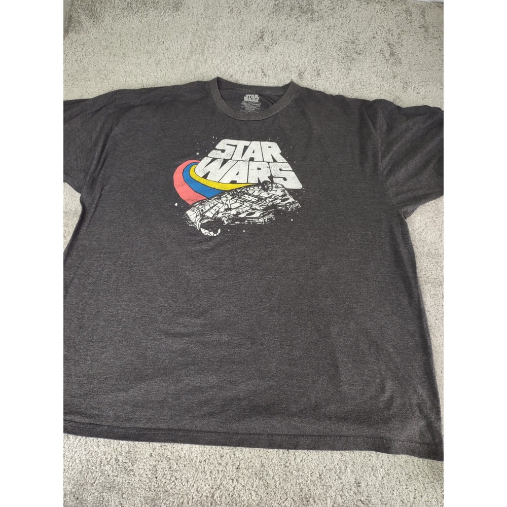 Vintage Fifth Sun Star Wars 4XL Gray Faded Millennium Falcon Shirt Retro Y2K